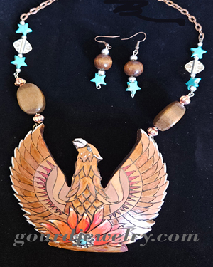 Phoenix Bird Gourd Shard Necklace Set
