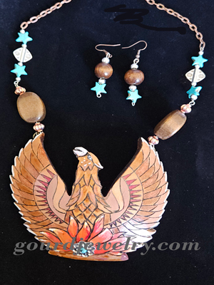 Phoenix Bird Gourd Shard Necklace Set - Image 2