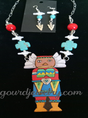 Southwest Kachina Gourd Shard Necklace Set - Image 2