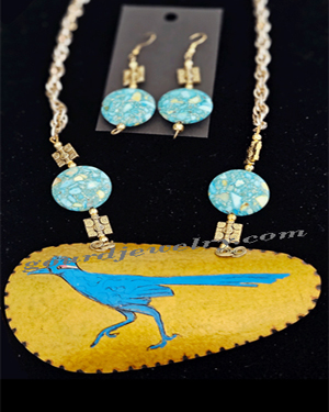 Blue Star Roadrunner Gourd Shard Necklace Set