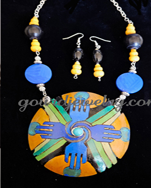 Regal Blue Gourd Shard Necklace Set