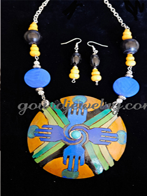 Regal Blue Gourd Shard Necklace Set - Image 2