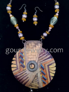 Copper Circle Gourd Shard Necklace Set