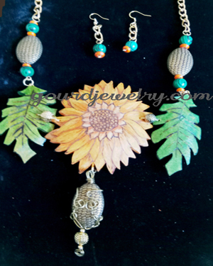 Sunflower Day Gourd Shard Necklace Set