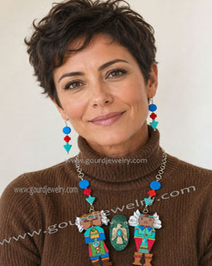 Two Kachinas Gourd Shard Necklace Set